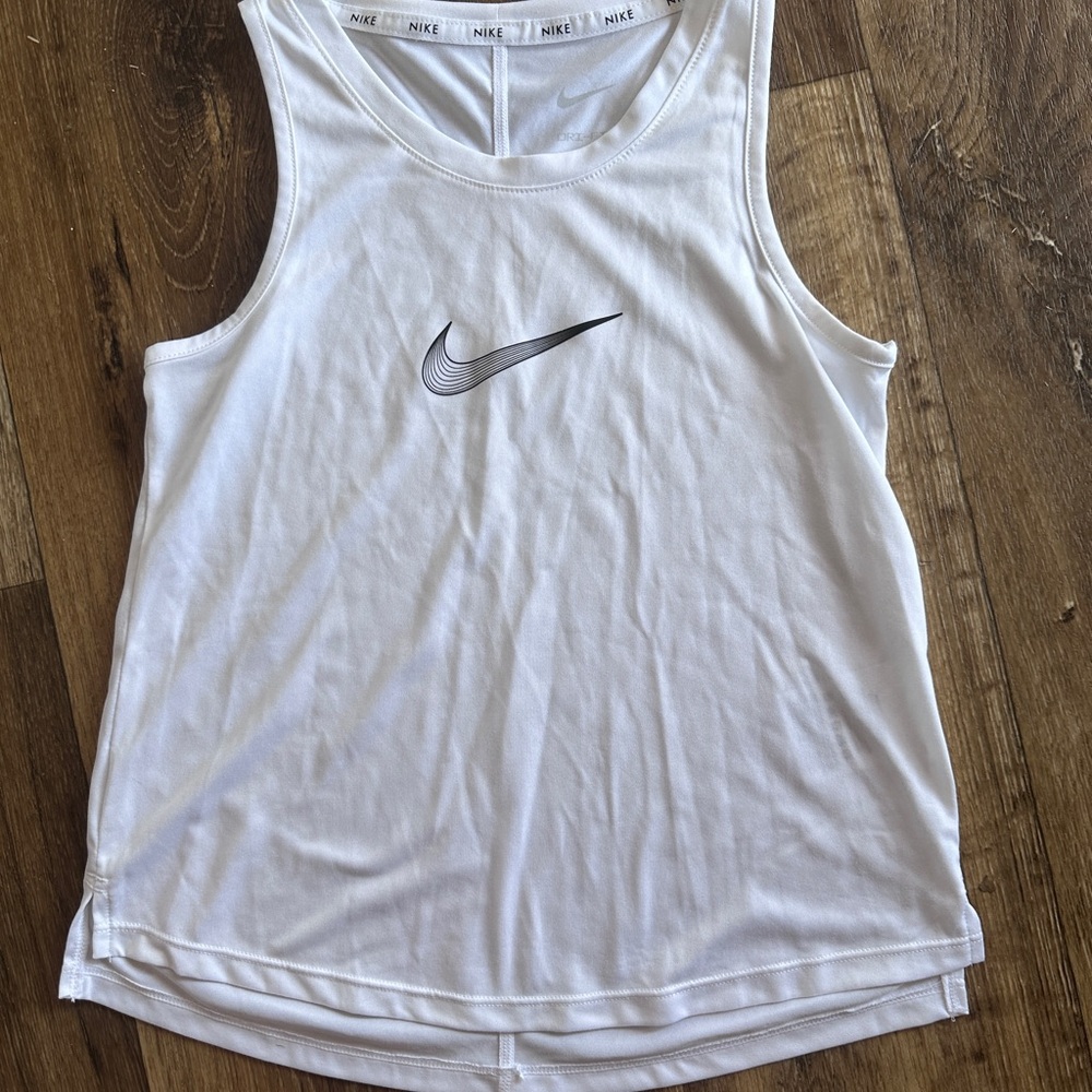 Nike Women's White Tank Top with Black Logo
